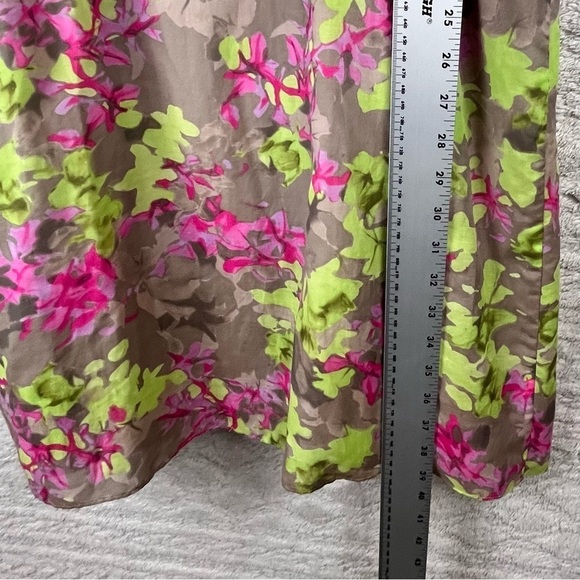 BANANA REPUBLIC Silk Cotton Blend Floral Dress Green Pink Sheath Tank Size 12 - Picture 15 of 16